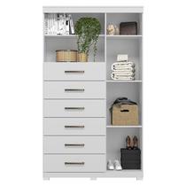 Comoda 1 porta 6 gavetas Marabá com pés Branco Brilho - Santos Andirá