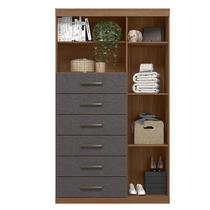 Comoda 1 porta 6 gavetas Marabá Jatobá Grafite Acetinado - Santos Andirá