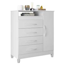 Cômoda 1 Porta Bater 4 Gavetas MDP e MDF Turqueza Albatroz Cômoda 1 Porta Bater 4 Gavetas MDP e MDF Turqueza Albatroz