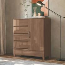 Comoda 1 Porta com 4 Gavetas Com Pés Jequetiba