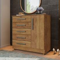 Cômoda 1 Porta e 5 Gavetas com Chave Vitoria Cedro Rud Rack Cômoda 1 Porta e 5 Gavetas com Chave Vitoria Cedro Rud Rack