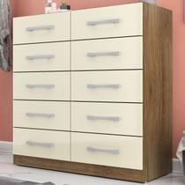 Cômoda 10 Gavetas Torres Nature/Off White - Pnr Móveis