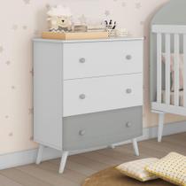 Cômoda 100% MDF 3 gavetas Doçura Multimóveis Branco/Cinza/Branco