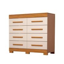 Cômoda 100% Mdf 8 Gavetas Nalu Acp Móveis Cinamomo/Off White - ACP MOVEIS Cômoda 100% Mdf 8 Gavetas Nalu Acp Móveis Cinamomo/Off White - ACP MOVEIS