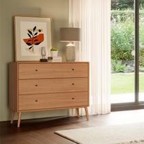 Cômoda 110cm MDF 3 Gavetas Freijó