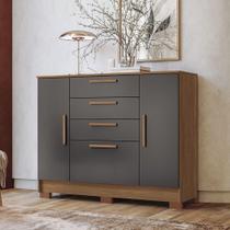 Cômoda 130,20cm 2 Pt E 4 Gv Eliot Estilo Mm Jatoba/grafitte