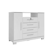 Cômoda 2 Portas 4 Gavetas 1,24cm Bath Madeira MDP Branco TX ÉdeCasaMóveis