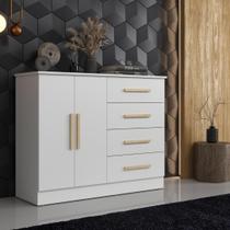 Cômoda 2 Portas 4 Gavetas Branco - Bariloche Móveis Sul Cômoda 2 Portas 4 Gavetas Branco - Bariloche Móveis Sul
