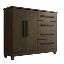 Cômoda 2 Portas 4 Gavetas Madri Plus Com Sapateira Cacau