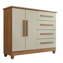 Cômoda 2 Portas 4 Gavetas Madri Plus Com Sapateira Cinamomo/Off