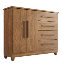 Cômoda 2 Portas 4 Gavetas Madri Plus Com Sapateira Cinamomo