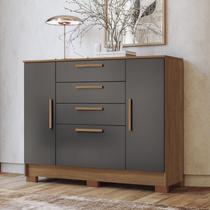 Cômoda 2 Portas 4 Gavetas Pinhais 105cm x 130,2cm x 42 cm Cinza/Jatobá/Grafite Cômoda 2 Portas 4 Gavetas Pinhais 105cm x 130,2cm x 42 cm Cinza/Jatobá/Grafite