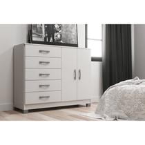 Cômoda 2 Portas 5 Gavetas Black com Pés Branco Cômoda 2 Portas 5 Gavetas Black com Pés Branco