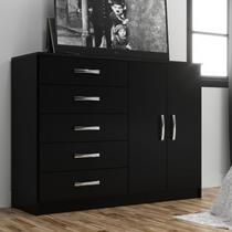 Cômoda 2 Portas 5 Gavetas Black