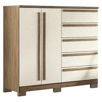 Comoda 2 portas 5 gavetas Malaga Gold com pés Jatobá Areia Acetinado - Santos Andirá