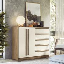 Cômoda 2 Portas 5 Gavetas Málaga Gold com Pés