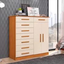 Cômoda 2 Portas 8 Gavetas Verona New Plus Albatroz Carvalho Grife/off White