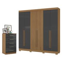 Cômoda 2014140 e Guarda Roupa Casal 2030230 Atacama Grafite - Aramóveis