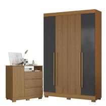 Cômoda 2014143 Atacama e Guarda Roupa Solteiro 2030240 Atacama Grafite - Aramóveis