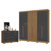 Cômoda 2014148 E Guarda Roupa Casal 2030230 Atacama Grafite - Aramóveis Cômoda 2014148 E Guarda Roupa Casal 2030230 Atacama Grafite - Aramóveis