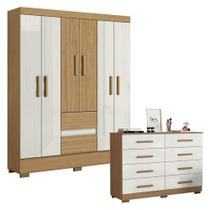 Cômoda 2014148 E Guarda Roupa Casal Coimbra 2005138 Atacama Off White - Aramóveis