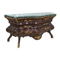 Cômoda 2M Design Luxo Abaulado com Bronze e Marmore