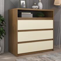 Cômoda 3 Gavetas 1 Nicho 100% MDF Gales Marrom/Nogueira/Areia