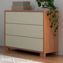Cômoda 3 Gavetas 100% Mdf Tw54 Freijó/Off White - Pradel
