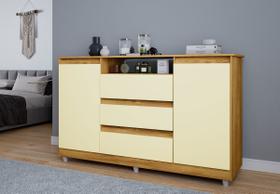 Cômoda 3 Gavetas 2 Portas com Sapateira Vênus Primus Mel/Pérola