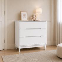 Cômoda 3 Gavetas 75 cm em MDF Branco Fosco Quater Móveis