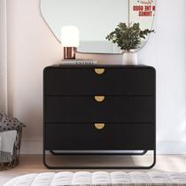 Cômoda 3 Gavetas 90cm Orgânico Pé Metal Luna
