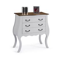 Cômoda 3 Gavetas Bombê Branco com Imbúia