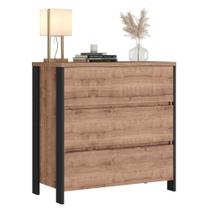 Cômoda 3 Gavetas Estilo Industrial Chess F04 Preto/Solanum - Mpozenato