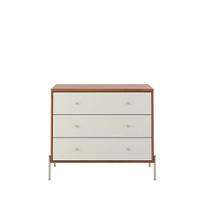 Cômoda 3 Gavetas Jasper 94 cm - Off White Fosco c/ Canella - Champanhe