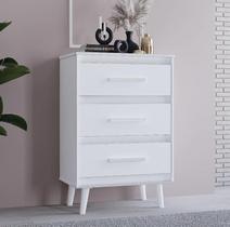 Cômoda 3 Gavetas Pequena Mila Branco - Moblis Cômoda 3 Gavetas Pequena Mila Branco - Moblis