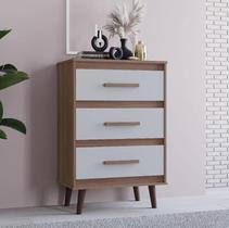 Cômoda 3 Gavetas Pequena Mila Savana/Off White - Moblis