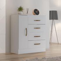 Cômoda 4 Gavetas 01 Porta Lite Branco Brilho