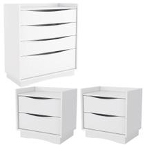 Comoda 4 Gavetas 02 Mesas De Cabeceira 2 Gavetas M26061 Kappesberg Branco
