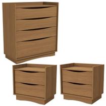 Comoda 4 Gavetas 02 Mesas De Cabeceira 2 Gavetas M26061 Kappesberg Canela