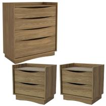 Comoda 4 Gavetas 02 Mesas De Cabeceira 2 Gavetas M26061 Kappesberg Nogueira