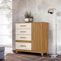 Cômoda 4 Gavetas 1 Porta Com Pes Freijo Off White Frisol Modelo Vênus - MOVAL MOVÉIS