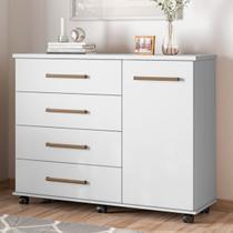 Cômoda 4 Gavetas 1 Porta Flora Branco Cômoda 4 Gavetas 1 Porta Flora Branco