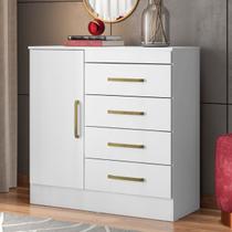 Cômoda 4 Gavetas 1 Porta Montevideu Branco - Élpis Móveis