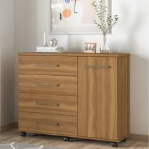 Cômoda 4 Gavetas 1 Porta Rodízios Flora Demóbile Cômoda 4 Gavetas 1 Porta Rodízios Flora Demóbile