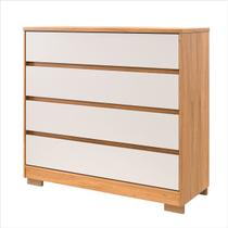 Cômoda 4 Gavetas 100% MDF Miray Freijó com Off White - Robel