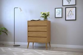 Comoda 4 gavetas 100% mdf pé palito fiori camarú - village móveis