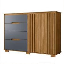 Cômoda 4 Gavetas 2 Portas Com Ripado Texas Freijó Moval