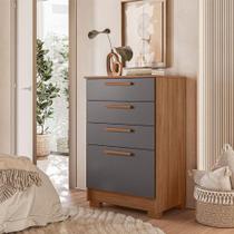 Cômoda 4 Gavetas Aruba Jatobá Grafite Acetinado - Santos Andirá