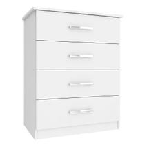 Cômoda 4 Gavetas Branca Alta Quarto Multiuso Infantil Solteiro Casal MDP Moderna Compacta Decorativa