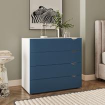Cômoda 4 Gavetas Branca e Azul Porto Politorno Cômoda 4 Gavetas Branca e Azul Porto Politorno
